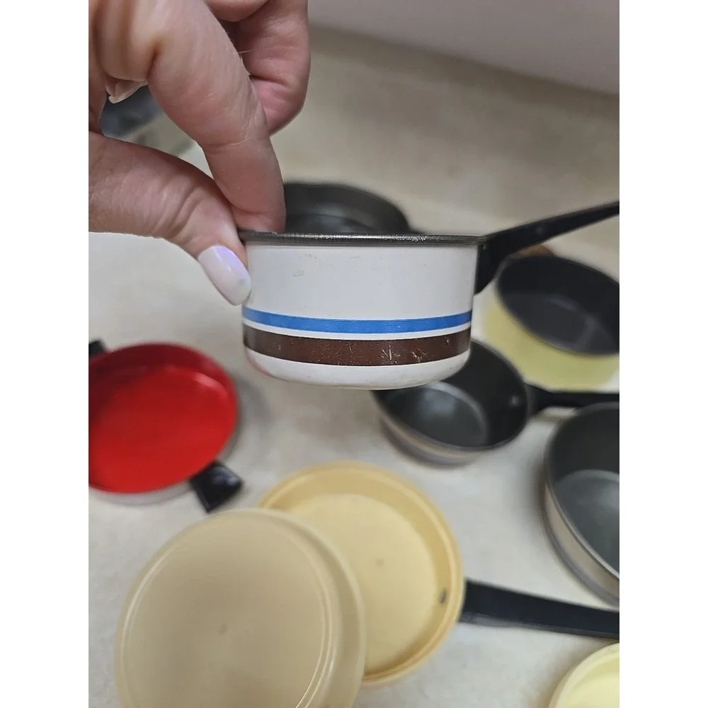 Set of Vtg Assorted Pretend Play Doll Saucepans Frying Pans Kitchen Cookware